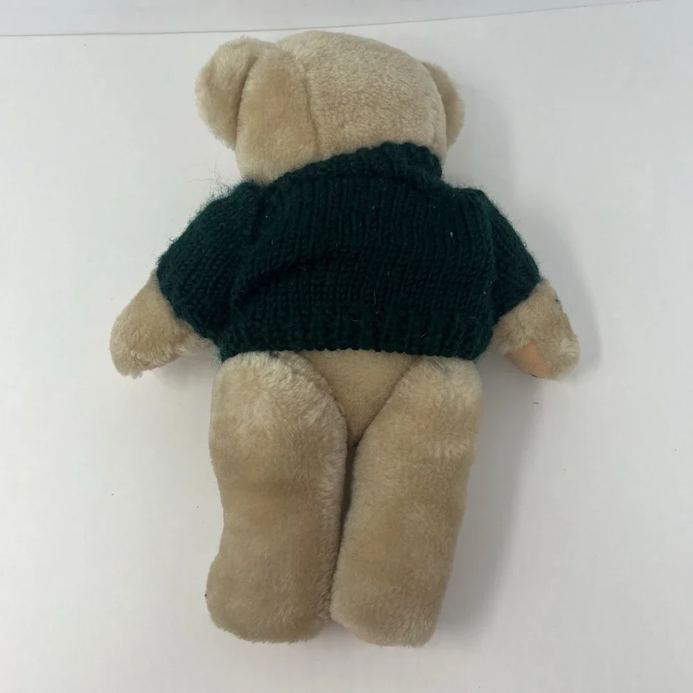 Vintage Teddy Bear Jointed in Green‎ Knitted Frosty Sweater
